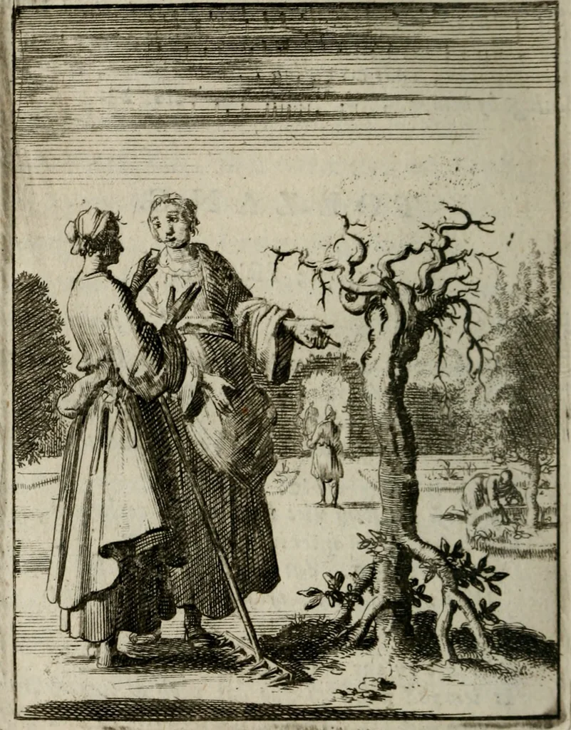 An illustration from Voncken der liefde Jesu, van het Godt-begerende zielen-vuur : zynde bloemetjes der saalige hoope, tot verheugelykheid der wandelaars, langs den weg, na vreeden-ryk : een behelsinge van vyftig sinne-beelden, met hunne, daar op speelende, verssen, en heylige spreuken, 1696, leaf 203