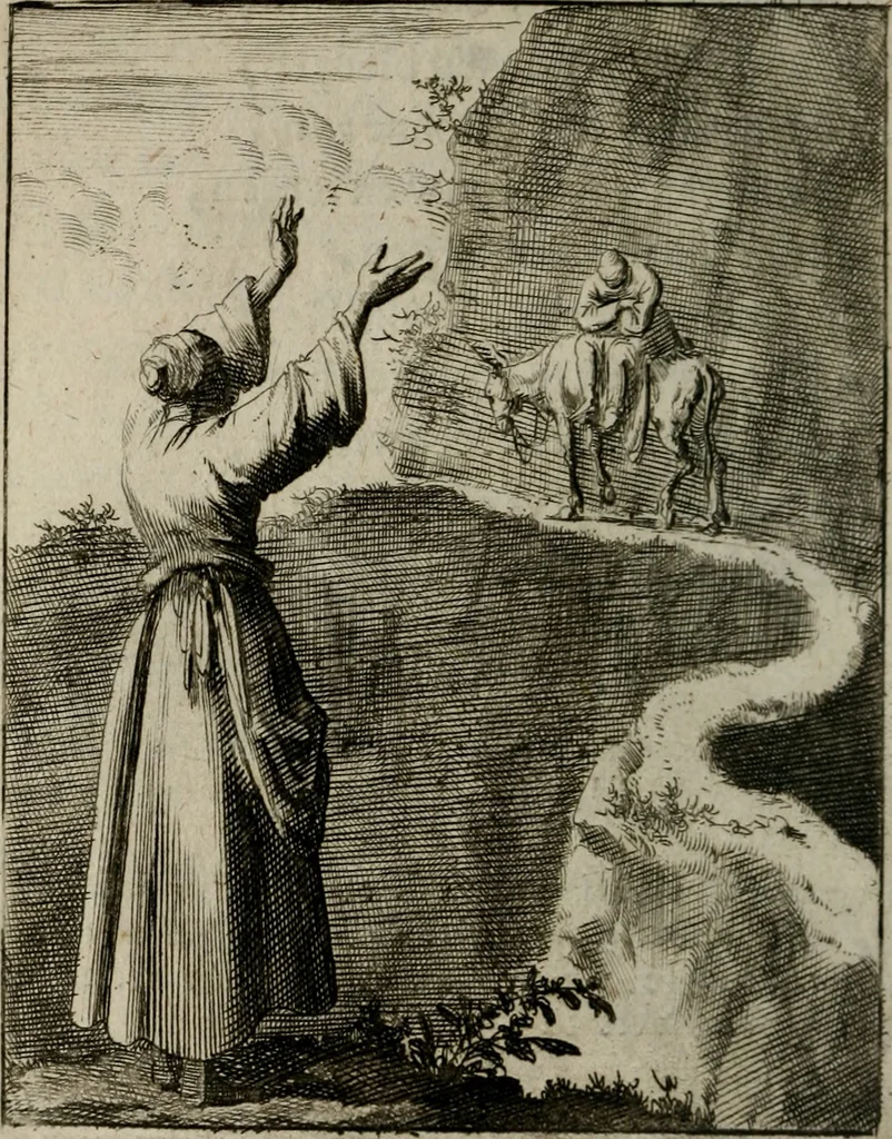 An illustration from Voncken der liefde Jesu, van het Godt-begerende zielen-vuur : zynde bloemetjes der saalige hoope, tot verheugelykheid der wandelaars, langs den weg, na vreeden-ryk : een behelsinge van vyftig sinne-beelden, met hunne, daar op speelende, verssen, en heylige spreuken, 1696, leaf 207