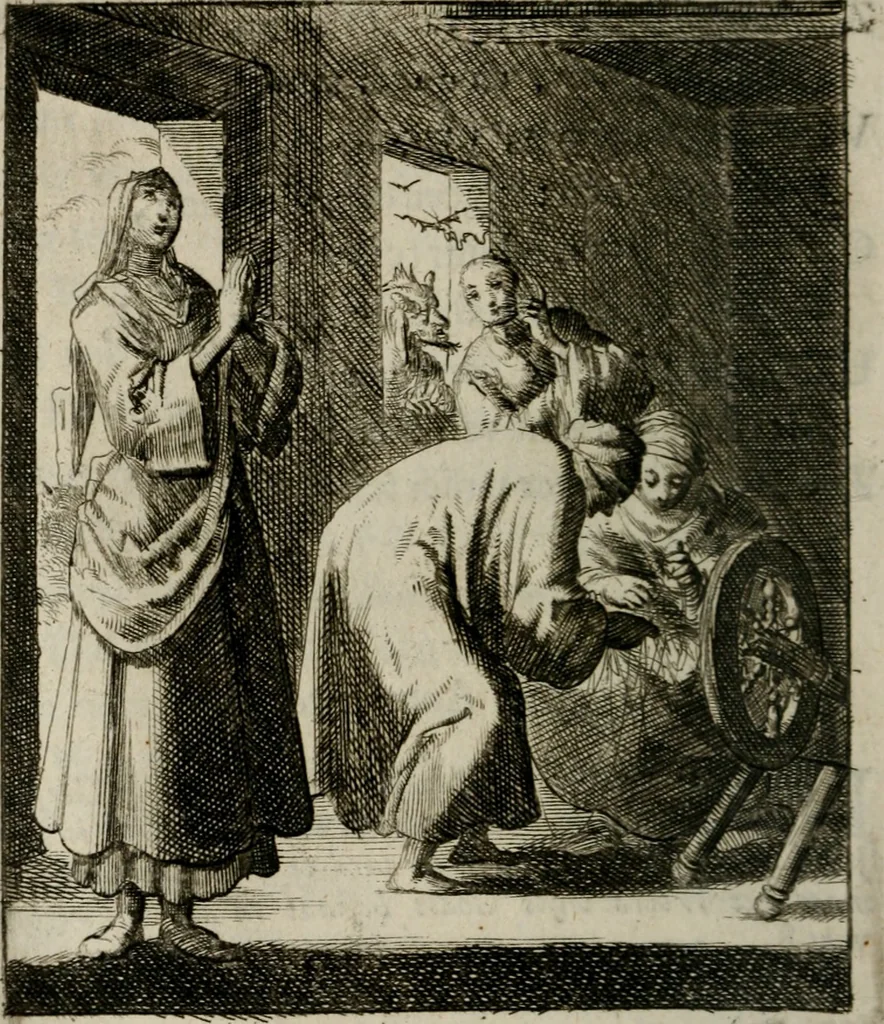 An illustration from Voncken der liefde Jesu, van het Godt-begerende zielen-vuur : zynde bloemetjes der saalige hoope, tot verheugelykheid der wandelaars, langs den weg, na vreeden-ryk : een behelsinge van vyftig sinne-beelden, met hunne, daar op speelende, verssen, en heylige spreuken, 1696, leaf 215