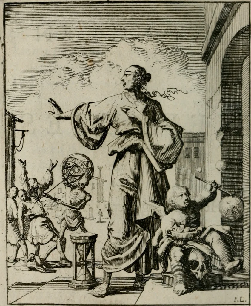 An illustration from Voncken der liefde Jesu, van het Godt-begerende zielen-vuur : zynde bloemetjes der saalige hoope, tot verheugelykheid der wandelaars, langs den weg, na vreeden-ryk : een behelsinge van vyftig sinne-beelden, met hunne, daar op speelende, verssen, en heylige spreuken, 1696, leaf 23