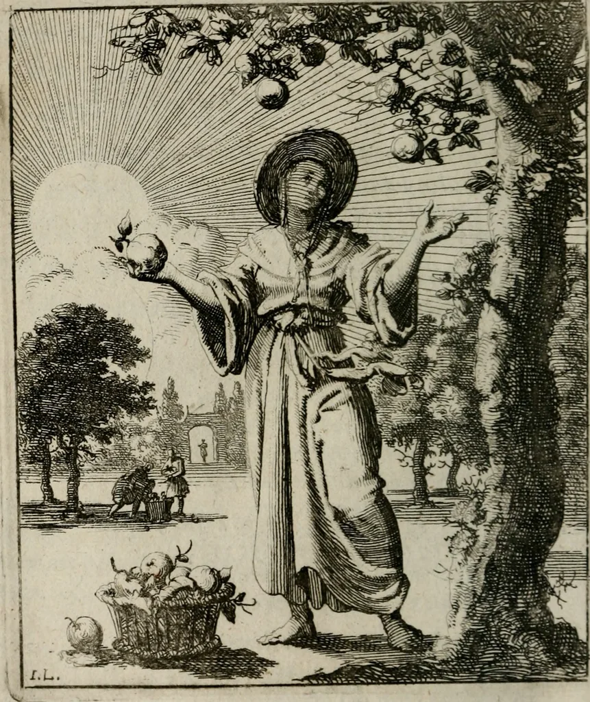 An illustration from Voncken der liefde Jesu, van het Godt-begerende zielen-vuur : zynde bloemetjes der saalige hoope, tot verheugelykheid der wandelaars, langs den weg, na vreeden-ryk : een behelsinge van vyftig sinne-beelden, met hunne, daar op speelende, verssen, en heylige spreuken, 1696, leaf 27