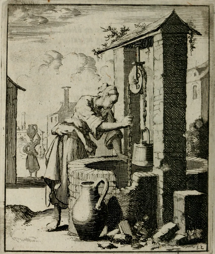 An illustration from Voncken der liefde Jesu, van het Godt-begerende zielen-vuur : zynde bloemetjes der saalige hoope, tot verheugelykheid der wandelaars, langs den weg, na vreeden-ryk : een behelsinge van vyftig sinne-beelden, met hunne, daar op speelende, verssen, en heylige spreuken, 1696, leaf 47