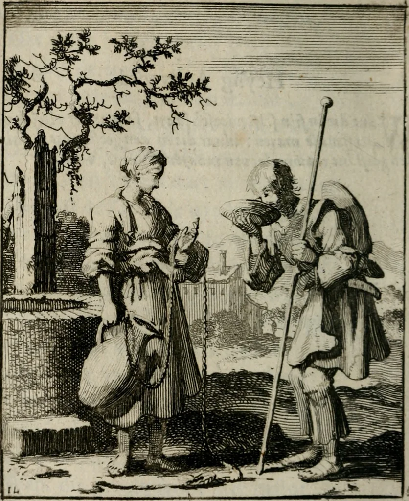 An illustration from Voncken der liefde Jesu, van het Godt-begerende zielen-vuur : zynde bloemetjes der saalige hoope, tot verheugelykheid der wandelaars, langs den weg, na vreeden-ryk : een behelsinge van vyftig sinne-beelden, met hunne, daar op speelende, verssen, en heylige spreuken, 1696, leaf 51