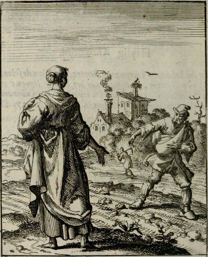 An illustration from Voncken der liefde Jesu, van het Godt-begerende zielen-vuur : zynde bloemetjes der saalige hoope, tot verheugelykheid der wandelaars, langs den weg, na vreeden-ryk : een behelsinge van vyftig sinne-beelden, met hunne, daar op speelende, verssen, en heylige spreuken, 1696, leaf 63