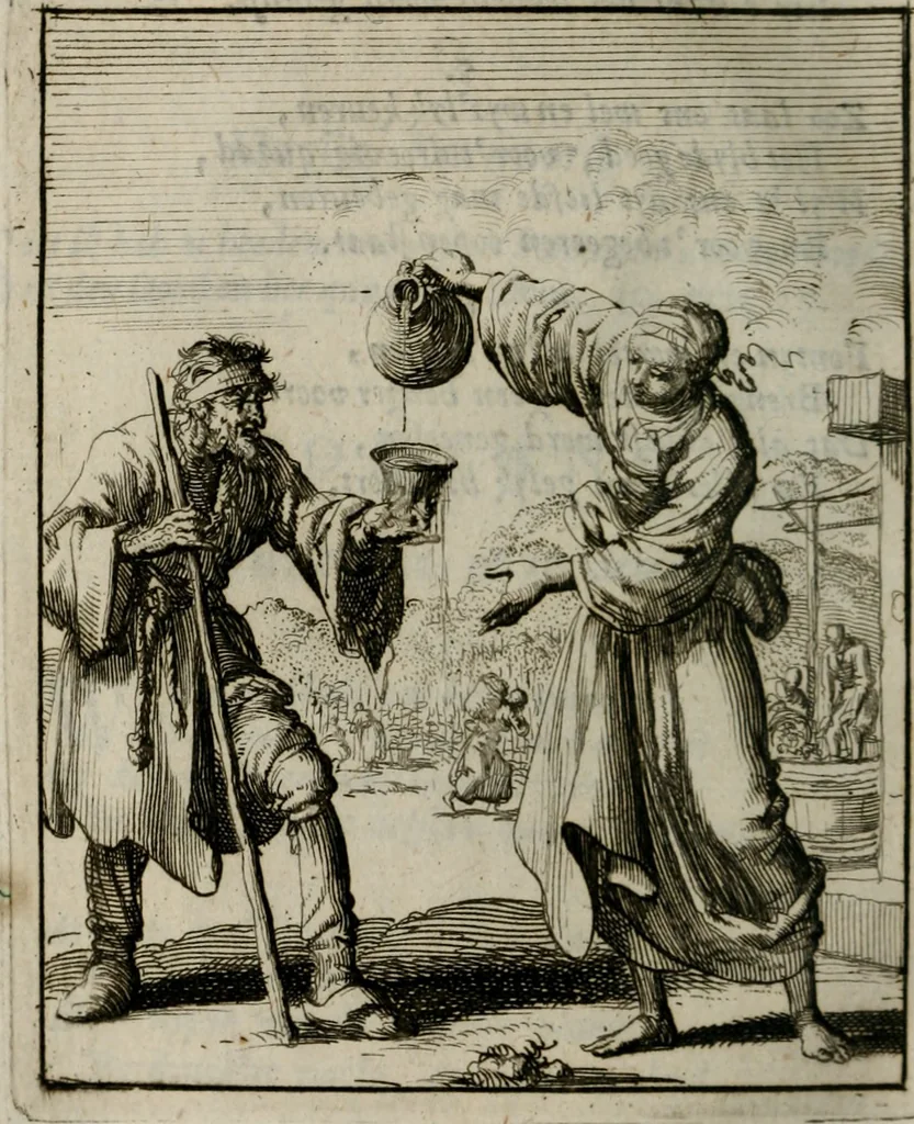An illustration from Voncken der liefde Jesu, van het Godt-begerende zielen-vuur : zynde bloemetjes der saalige hoope, tot verheugelykheid der wandelaars, langs den weg, na vreeden-ryk : een behelsinge van vyftig sinne-beelden, met hunne, daar op speelende, verssen, en heylige spreuken, 1696, leaf 89