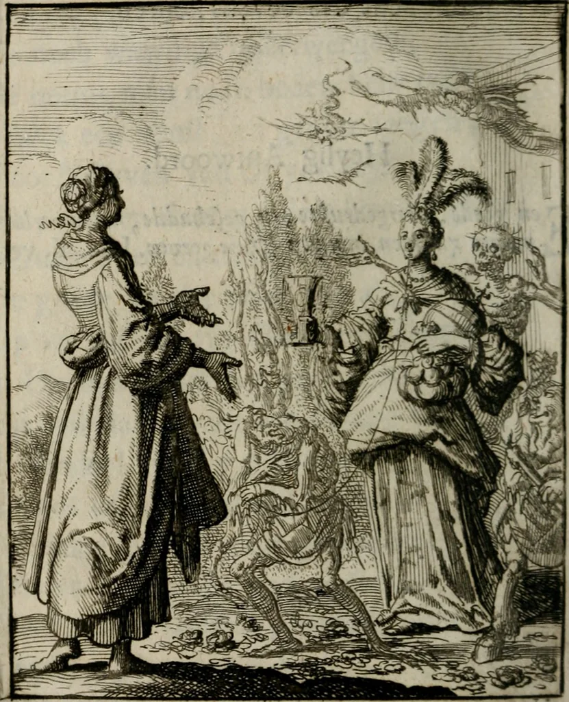 An illustration from Voncken der liefde Jesu, van het Godt-begerende zielen-vuur : zynde bloemetjes der saalige hoope, tot verheugelykheid der wandelaars, langs den weg, na vreeden-ryk : een behelsinge van vyftig sinne-beelden, met hunne, daar op speelende, verssen, en heylige spreuken, 1696, leaf 93