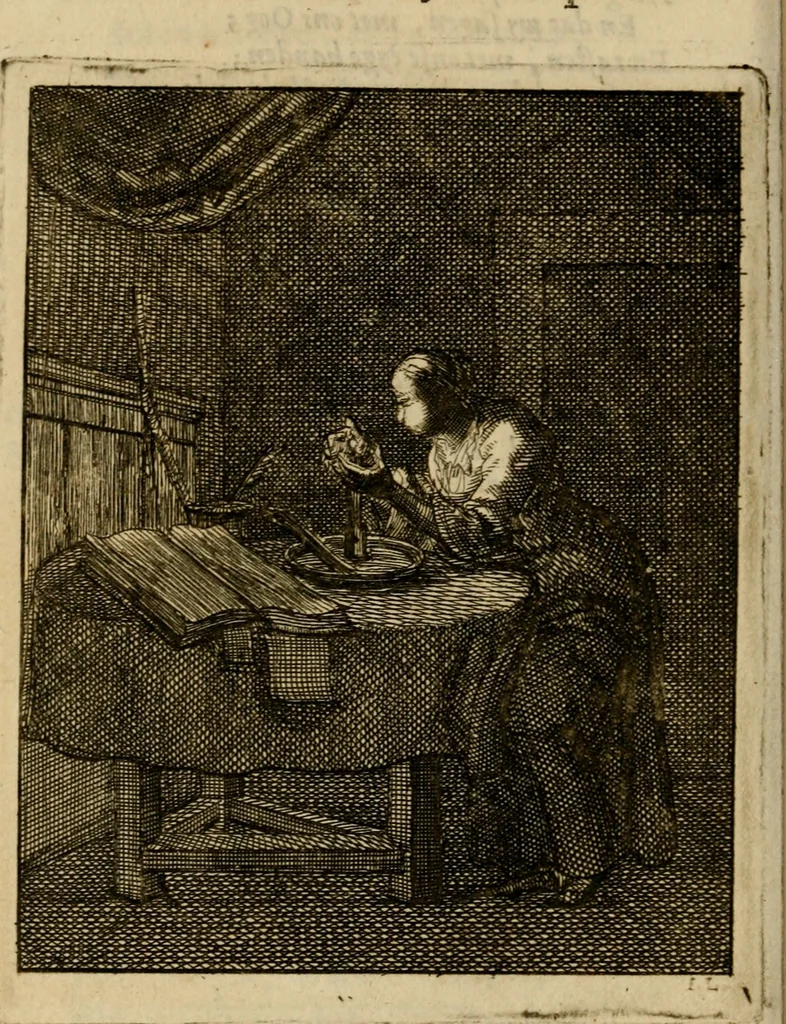 An illustration from Voncken der liefde Jesu, van het Godtbegerende zielenvier : bloemitjes der salige hoope, tot verheugelykheid der wandelaars langs den weg, na vreden ryk : een behelsinge van vyftig sinne-beelden, met hunne daar op spelende verssen, en heylige spreuken, 1687, leaf 117