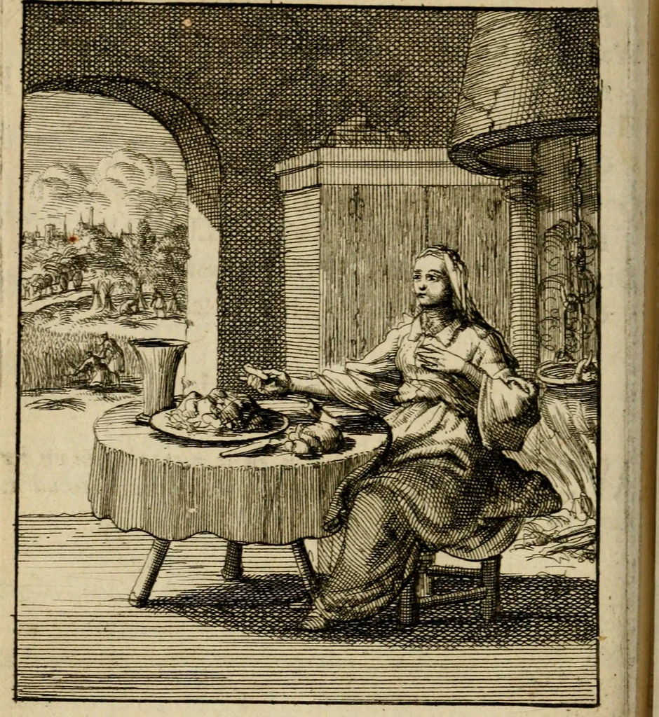 An illustration from Voncken der liefde Jesu, van het Godtbegerende zielenvier : bloemitjes der salige hoope, tot verheugelykheid der wandelaars langs den weg, na vreden ryk : een behelsinge van vyftig sinne-beelden, met hunne daar op spelende verssen, en heylige spreuken, 1687, leaf 121