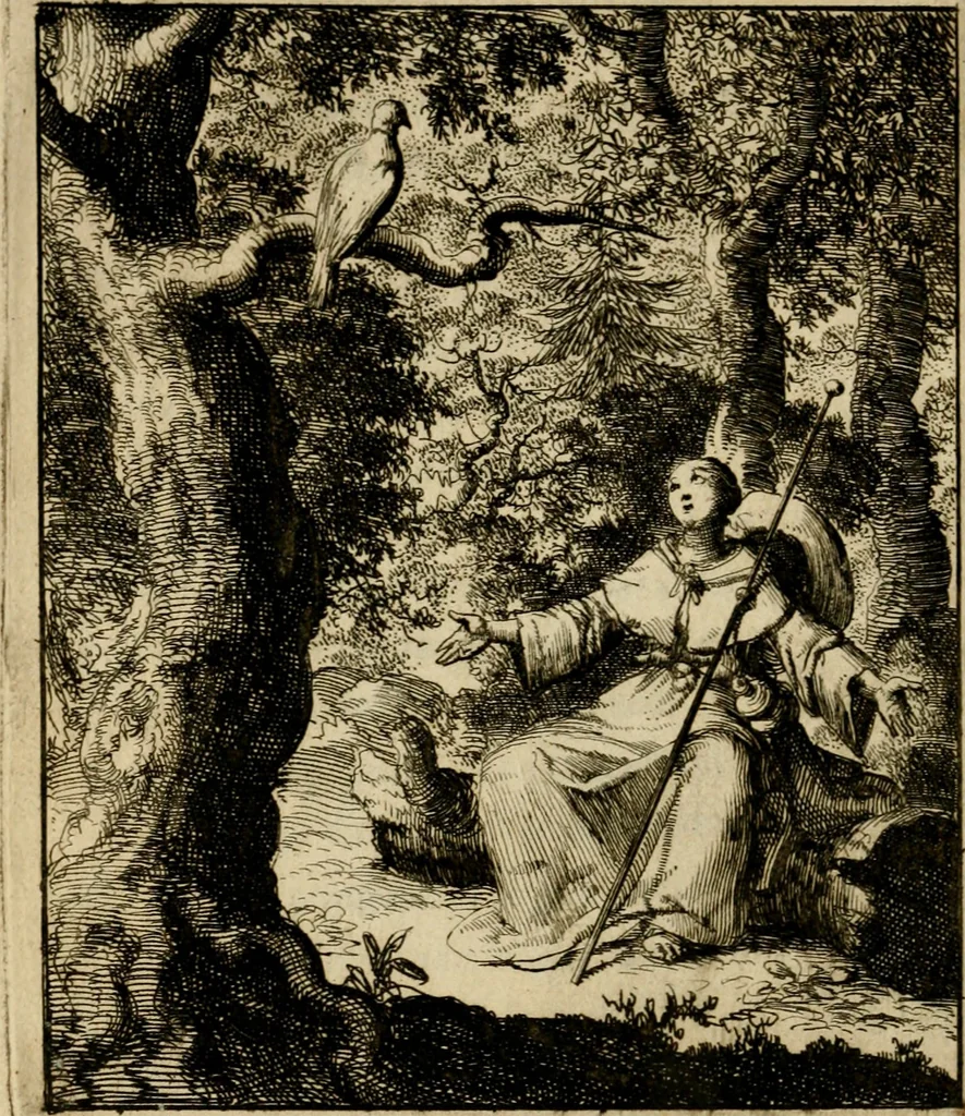 An illustration from Voncken der liefde Jesu, van het Godtbegerende zielenvier : bloemitjes der salige hoope, tot verheugelykheid der wandelaars langs den weg, na vreden ryk : een behelsinge van vyftig sinne-beelden, met hunne daar op spelende verssen, en heylige spreuken, 1687, leaf 125