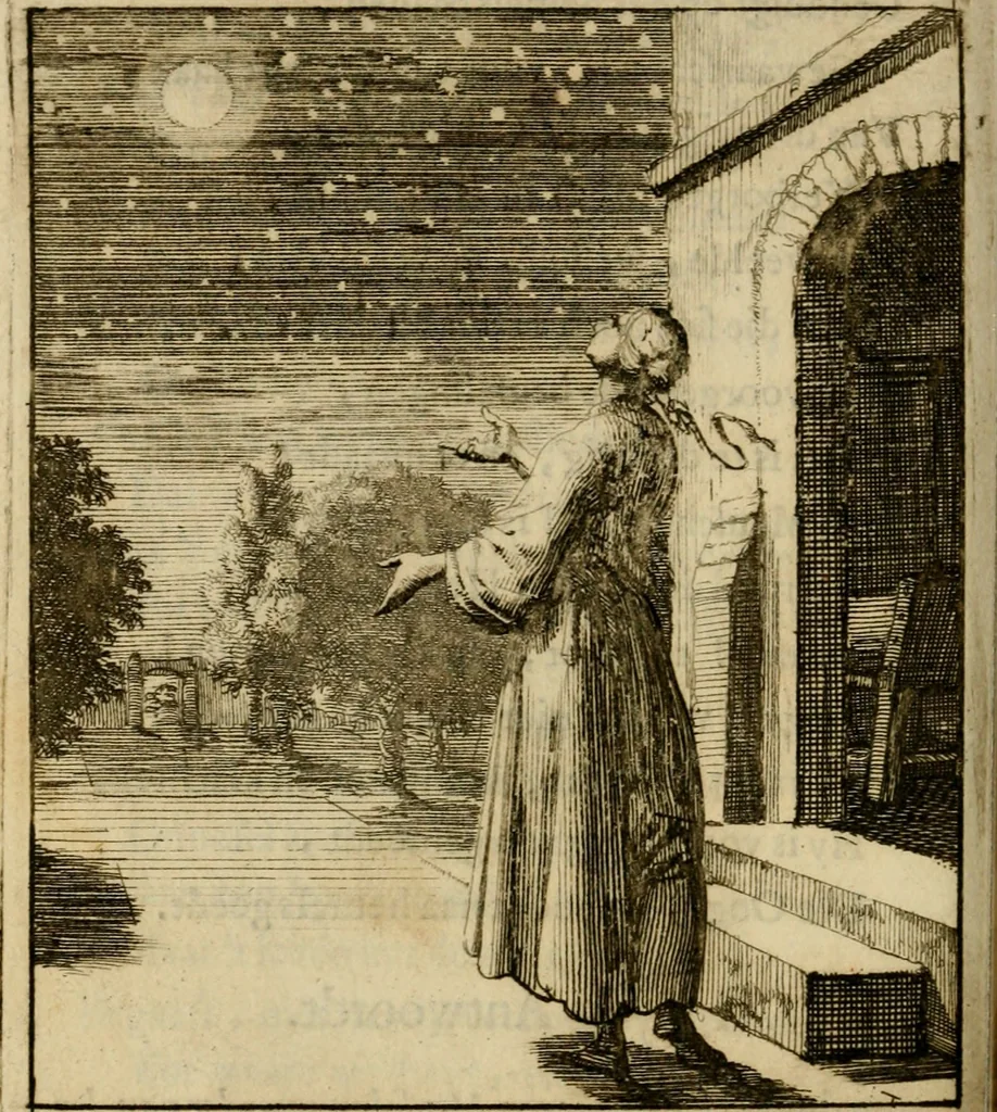An illustration from Voncken der liefde Jesu, van het Godtbegerende zielenvier : bloemitjes der salige hoope, tot verheugelykheid der wandelaars langs den weg, na vreden ryk : een behelsinge van vyftig sinne-beelden, met hunne daar op spelende verssen, en heylige spreuken, 1687, leaf 137