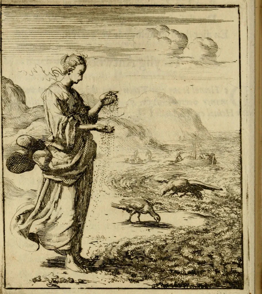 An illustration from Voncken der liefde Jesu, van het Godtbegerende zielenvier : bloemitjes der salige hoope, tot verheugelykheid der wandelaars langs den weg, na vreden ryk : een behelsinge van vyftig sinne-beelden, met hunne daar op spelende verssen, en heylige spreuken, 1687, leaf 141