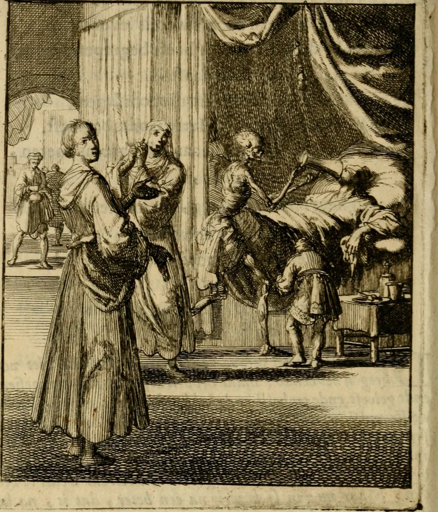 An illustration from Voncken der liefde Jesu, van het Godtbegerende zielenvier : bloemitjes der salige hoope, tot verheugelykheid der wandelaars langs den weg, na vreden ryk : een behelsinge van vyftig sinne-beelden, met hunne daar op spelende verssen, en heylige spreuken, 1687, leaf 197