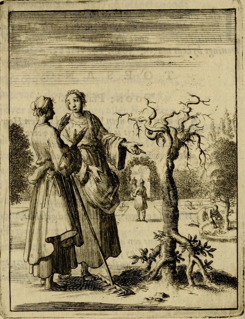 An illustration from Voncken der liefde Jesu, van het Godtbegerende zielenvier : bloemitjes der salige hoope, tot verheugelykheid der wandelaars langs den weg, na vreden ryk : een behelsinge van vyftig sinne-beelden, met hunne daar op spelende verssen, en heylige spreuken, 1687, leaf 205