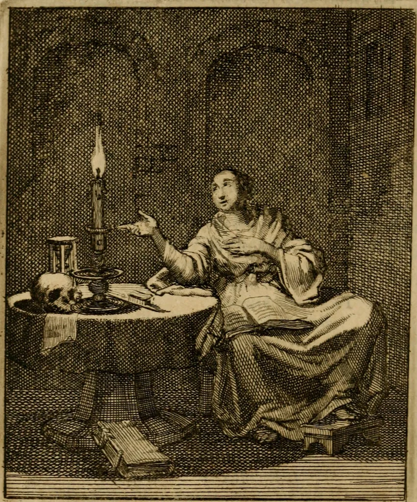An illustration from Voncken der liefde Jesu, van het Godtbegerende zielenvier : bloemitjes der salige hoope, tot verheugelykheid der wandelaars langs den weg, na vreden ryk : een behelsinge van vyftig sinne-beelden, met hunne daar op spelende verssen, en heylige spreuken, 1687, leaf 45