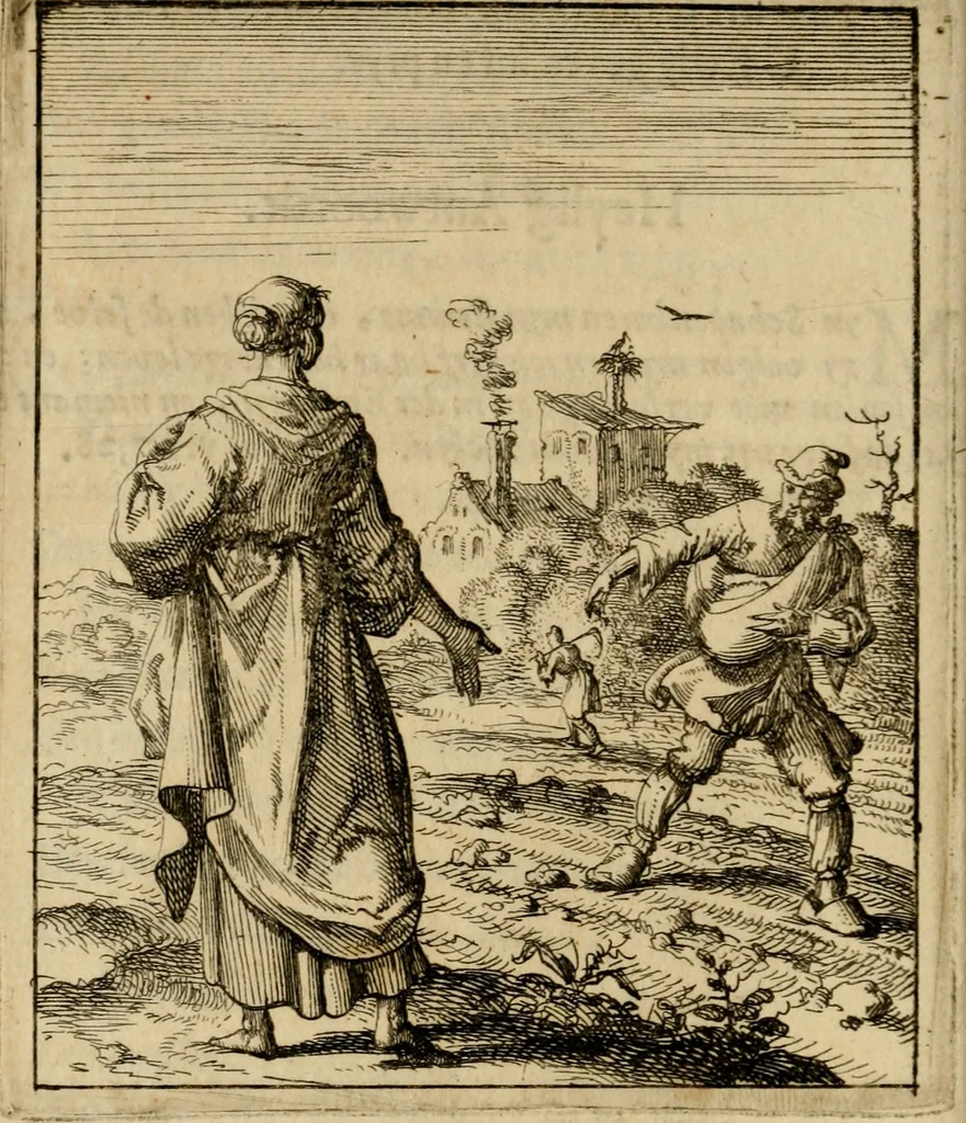 An illustration from Voncken der liefde Jesu, van het Godtbegerende zielenvier : bloemitjes der salige hoope, tot verheugelykheid der wandelaars langs den weg, na vreden ryk : een behelsinge van vyftig sinne-beelden, met hunne daar op spelende verssen, en heylige spreuken, 1687, leaf 65