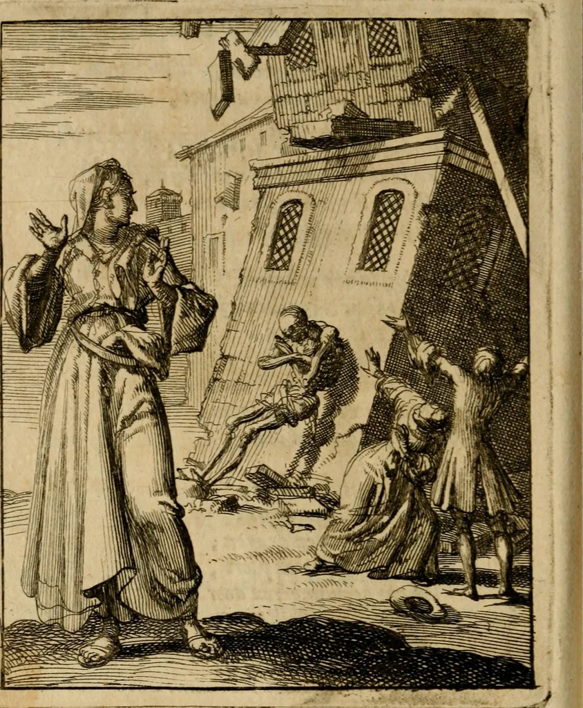 An illustration from Voncken der liefde Jesu, van het Godtbegerende zielenvier : bloemitjes der salige hoope, tot verheugelykheid der wandelaars langs den weg, na vreden ryk : een behelsinge van vyftig sinne-beelden, met hunne daar op spelende verssen, en heylige spreuken, 1687, leaf 81