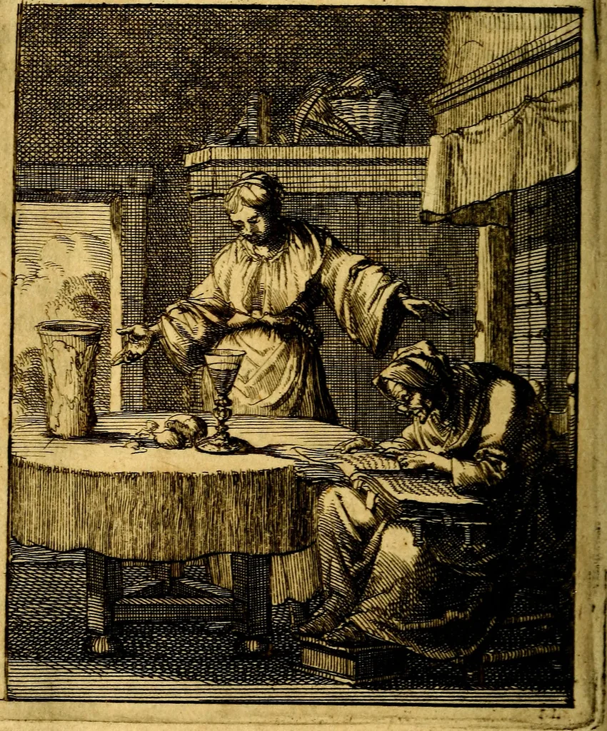 An illustration from Voncken der liefde Jesu : van het Godtbegerende zielenvier : bloemitjes der salige hoope, tot verheugelykheid der wandelaars langs den weg, na vreden ryk : een behelsinge van vyftig sinne-beelden, met hunne daar op spelende verssen, en heylige spreuken, 1687, leaf 101