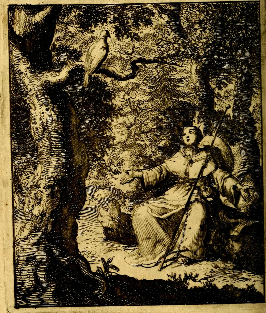 An illustration from Voncken der liefde Jesu : van het Godtbegerende zielenvier : bloemitjes der salige hoope, tot verheugelykheid der wandelaars langs den weg, na vreden ryk : een behelsinge van vyftig sinne-beelden, met hunne daar op spelende verssen, en heylige spreuken, 1687, leaf 127