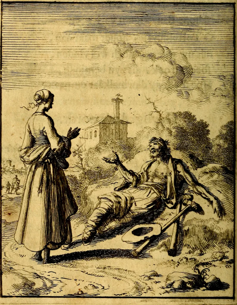 An illustration from Voncken der liefde Jesu : van het Godtbegerende zielenvier : bloemitjes der salige hoope, tot verheugelykheid der wandelaars langs den weg, na vreden ryk : een behelsinge van vyftig sinne-beelden, met hunne daar op spelende verssen, en heylige spreuken, 1687, leaf 131