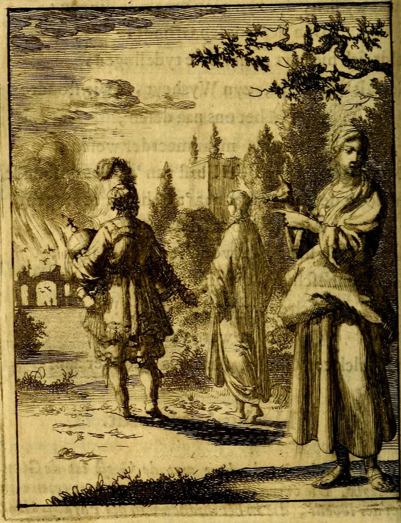 An illustration from Voncken der liefde Jesu : van het Godtbegerende zielenvier : bloemitjes der salige hoope, tot verheugelykheid der wandelaars langs den weg, na vreden ryk : een behelsinge van vyftig sinne-beelden, met hunne daar op spelende verssen, en heylige spreuken, 1687, leaf 171