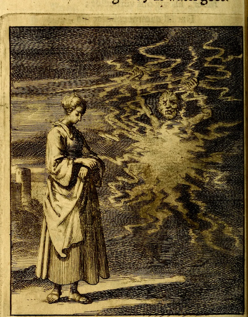 An illustration from Voncken der liefde Jesu : van het Godtbegerende zielenvier : bloemitjes der salige hoope, tot verheugelykheid der wandelaars langs den weg, na vreden ryk : een behelsinge van vyftig sinne-beelden, met hunne daar op spelende verssen, en heylige spreuken, 1687, leaf 177