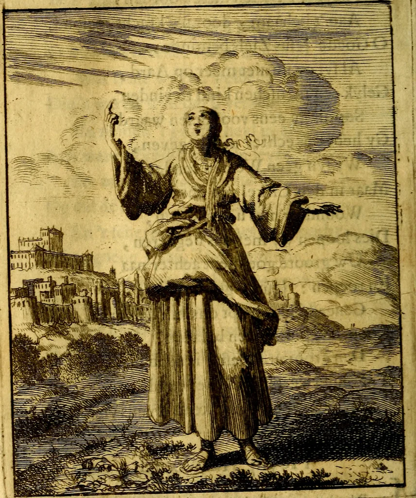 An illustration from Voncken der liefde Jesu : van het Godtbegerende zielenvier : bloemitjes der salige hoope, tot verheugelykheid der wandelaars langs den weg, na vreden ryk : een behelsinge van vyftig sinne-beelden, met hunne daar op spelende verssen, en heylige spreuken, 1687, leaf 203
