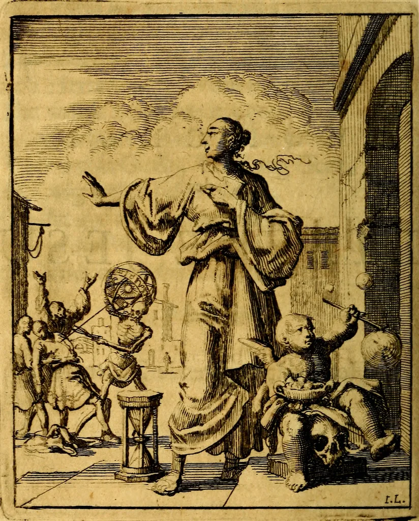 An illustration from Voncken der liefde Jesu : van het Godtbegerende zielenvier : bloemitjes der salige hoope, tot verheugelykheid der wandelaars langs den weg, na vreden ryk : een behelsinge van vyftig sinne-beelden, met hunne daar op spelende verssen, en heylige spreuken, 1687, leaf 27