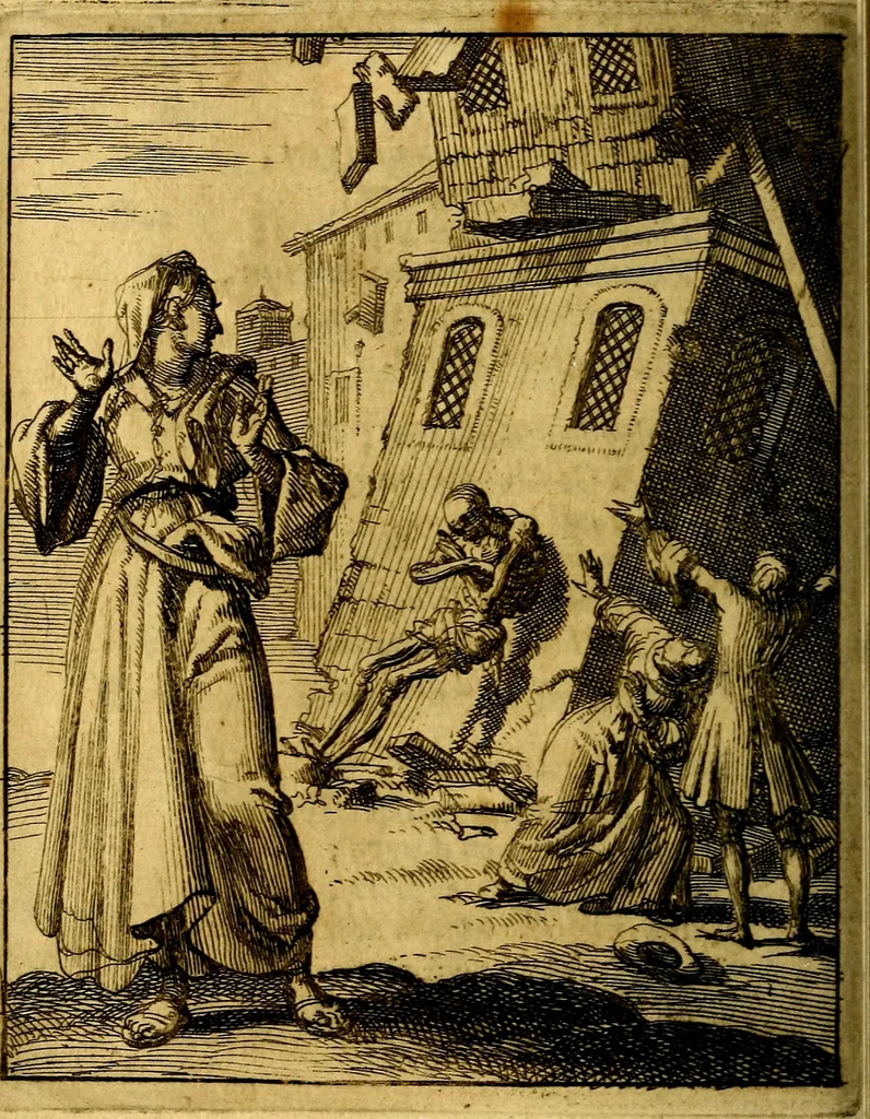 An illustration from Voncken der liefde Jesu : van het Godtbegerende zielenvier : bloemitjes der salige hoope, tot verheugelykheid der wandelaars langs den weg, na vreden ryk : een behelsinge van vyftig sinne-beelden, met hunne daar op spelende verssen, en heylige spreuken, 1687, leaf 83