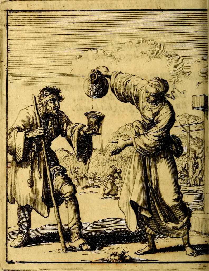 An illustration from Voncken der liefde Jesu : van het Godtbegerende zielenvier : bloemitjes der salige hoope, tot verheugelykheid der wandelaars langs den weg, na vreden ryk : een behelsinge van vyftig sinne-beelden, met hunne daar op spelende verssen, en heylige spreuken, 1687, leaf 93