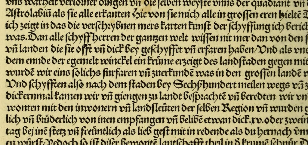An illustration from Von der new gefunnde[n] Region die wol ein Welt genennt mag werden, durch den cristenlichen Künig von Portugall, wunnderbarlich erfunden, 1506, leaf 12
