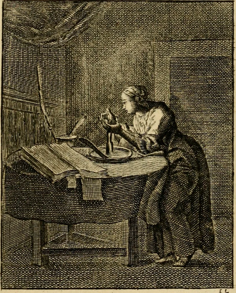 An illustration from Vonken der liefde Jezus, van het God-begeerende zielen-vuur : zynde bloempjes der zalige hoop, tot verheugelykheid der wandelaars, langs den weg, na vreden-ryk : een behelzing van vyftig zinne-beelden, met hunne daar op speelende, verzen, en heilige spreuken, 1717, leaf 113