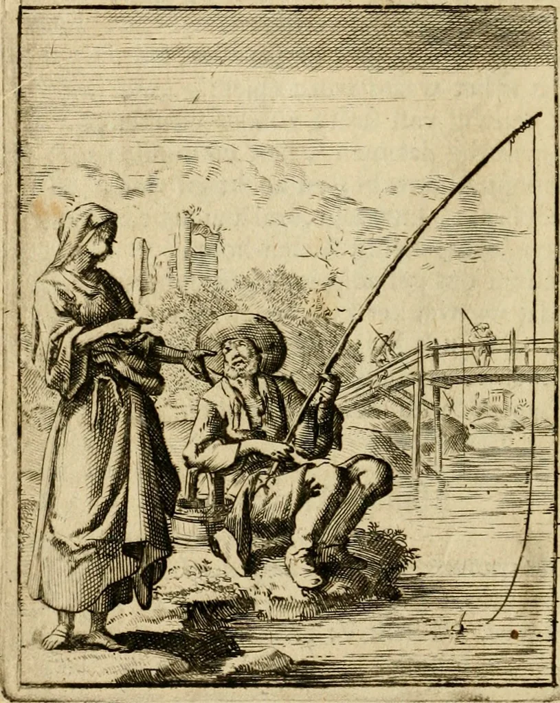An illustration from Vonken der liefde Jezus, van het God-begeerende zielen-vuur : zynde bloempjes der zalige hoop, tot verheugelykheid der wandelaars, langs den weg, na vreden-ryk : een behelzing van vyftig zinne-beelden, met hunne daar op speelende, verzen, en heilige spreuken, 1717, leaf 129