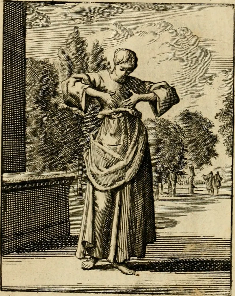 An illustration from Vonken der liefde Jezus, van het God-begeerende zielen-vuur : zynde bloempjes der zalige hoop, tot verheugelykheid der wandelaars, langs den weg, na vreden-ryk : een behelzing van vyftig zinne-beelden, met hunne daar op speelende, verzen, en heilige spreuken, 1717, leaf 143