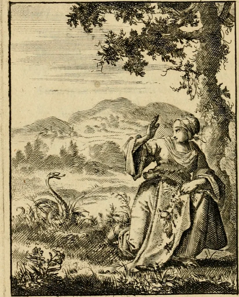 An illustration from Vonken der liefde Jezus, van het God-begeerende zielen-vuur : zynde bloempjes der zalige hoop, tot verheugelykheid der wandelaars, langs den weg, na vreden-ryk : een behelzing van vyftig zinne-beelden, met hunne daar op speelende, verzen, en heilige spreuken, 1717, leaf 185