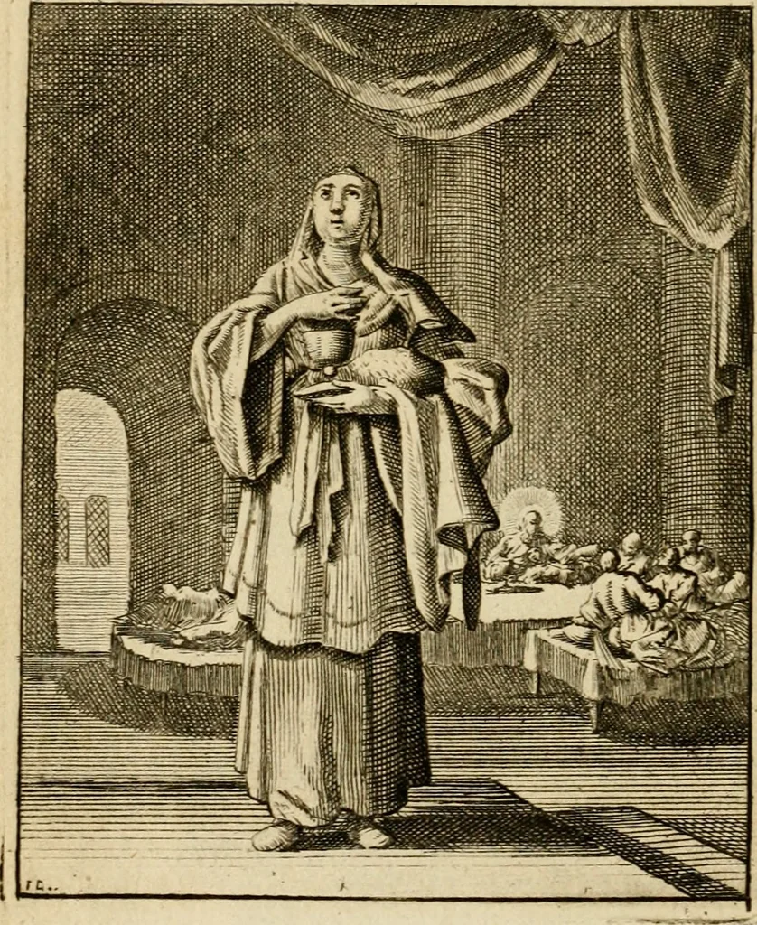 An illustration from Vonken der liefde Jezus, van het God-begeerende zielen-vuur : zynde bloempjes der zalige hoop, tot verheugelykheid der wandelaars, langs den weg, na vreden-ryk : een behelzing van vyftig zinne-beelden, met hunne daar op speelende, verzen, en heilige spreuken, 1717, leaf 33