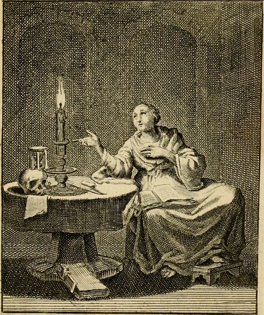 An illustration from Vonken der liefde Jezus, van het God-begeerende zielen-vuur : zynde bloempjes der zalige hoop, tot verheugelykheid der wandelaars, langs den weg, na vreden-ryk : een behelzing van vyftig zinne-beelden, met hunne daar op speelende, verzen, en heilige spreuken, 1717, leaf 41
