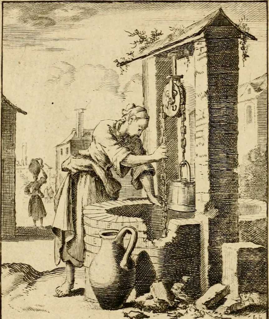 An illustration from Vonken der liefde Jezus, van het God-begeerende zielen-vuur : zynde bloempjes der zalige hoop, tot verheugelykheid der wandelaars, langs den weg, na vreden-ryk : een behelzing van vyftig zinne-beelden, met hunne daar op speelende, verzen, en heilige spreuken, 1717, leaf 45