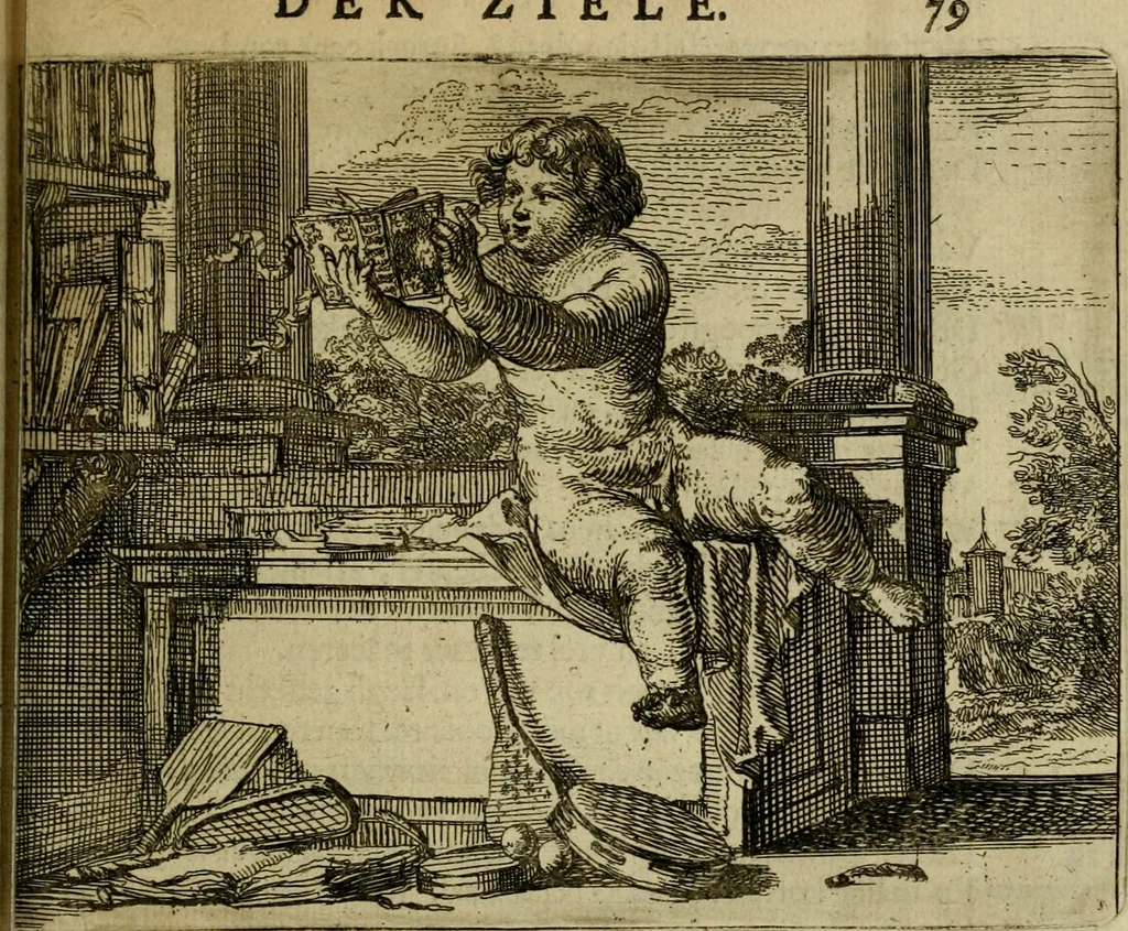 An illustration from Het voorhof der ziele : behangen met leerzaeme prenten en zinnebeelden, 1698, leaf 100