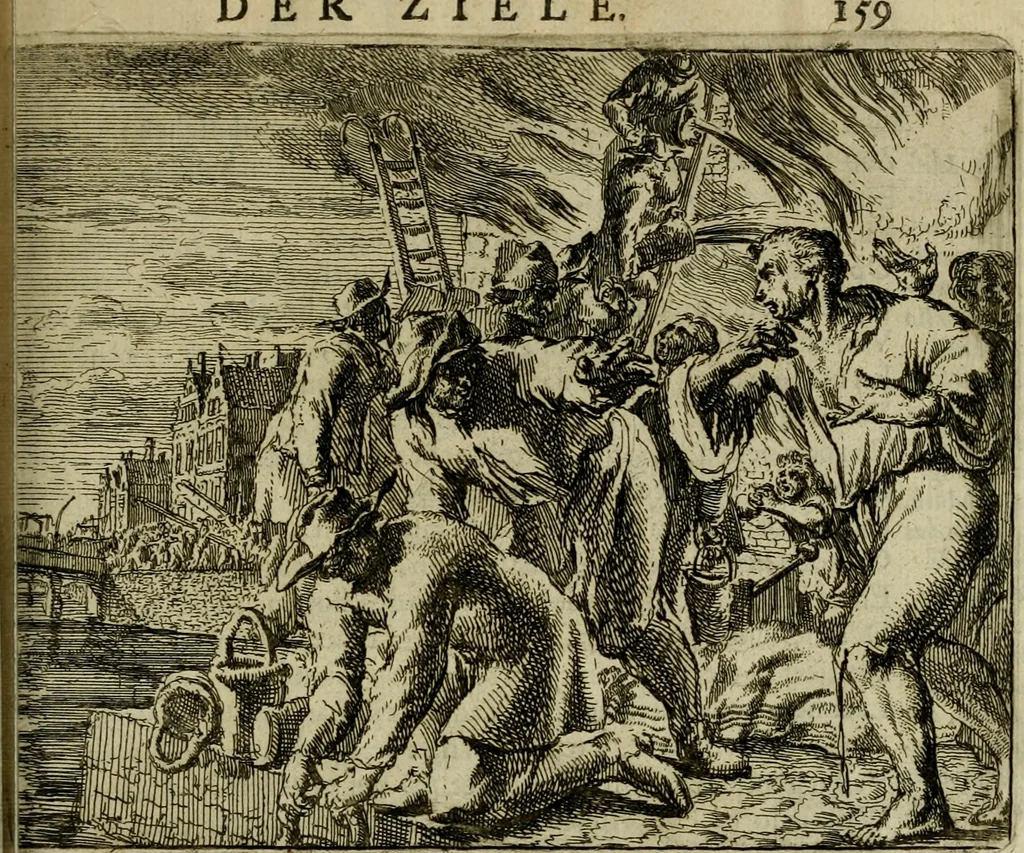 An illustration from Het voorhof der ziele : behangen met leerzaeme prenten en zinnebeelden, 1698, leaf 180