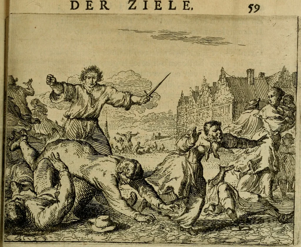 An illustration from Het voorhof der ziele : behangen met leerzaeme prenten en zinnebeelden, 1698, leaf 80