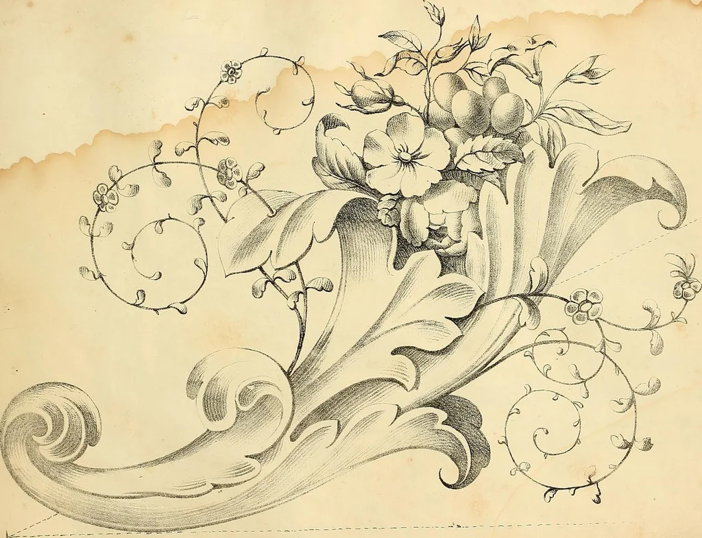 An illustration from Vorlegeblätter zum Zeichnenunterricht in Verzierungen für Volks- und Gewerbschulen, 1844, leaf 36