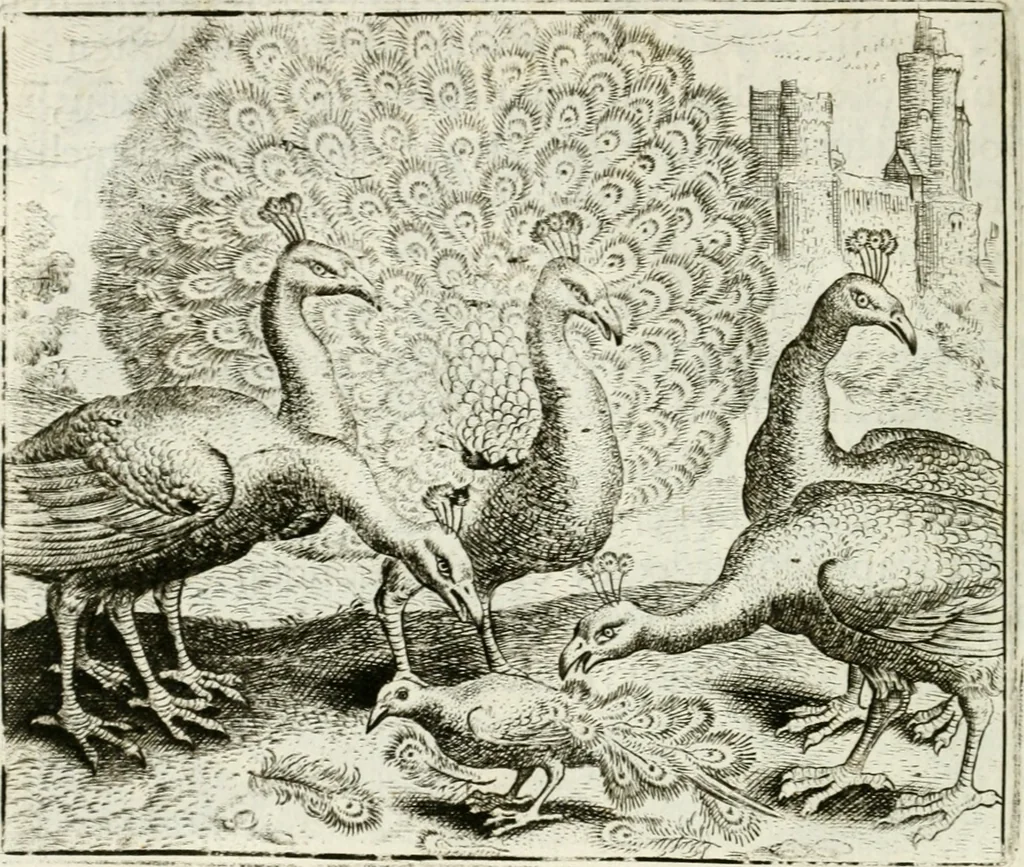 An illustration from Vorstelijcke warande der dieren : waer in de zeden-rijcke philosophie, poëtisch, morael, en historiael, vermakelijck en treffelijck wort voorgestelt : mit exempelen uyt de oude historien, in prose : ende uytleggingen, in rijm verklaert, 1682, leaf 109