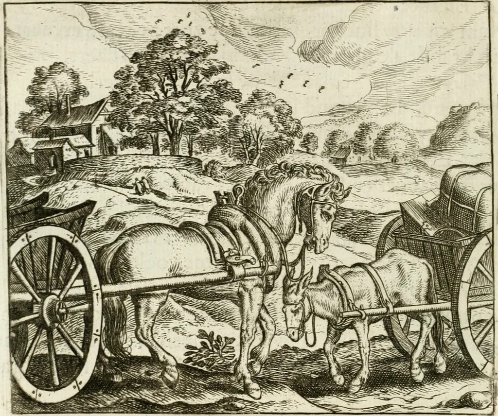 An illustration from Vorstelijcke warande der dieren : waer in de zeden-rijcke philosophie, poëtisch, morael, en historiael, vermakelijck en treffelijck wort voorgestelt : mit exempelen uyt de oude historien, in prose : ende uytleggingen, in rijm verklaert, 1682, leaf 117