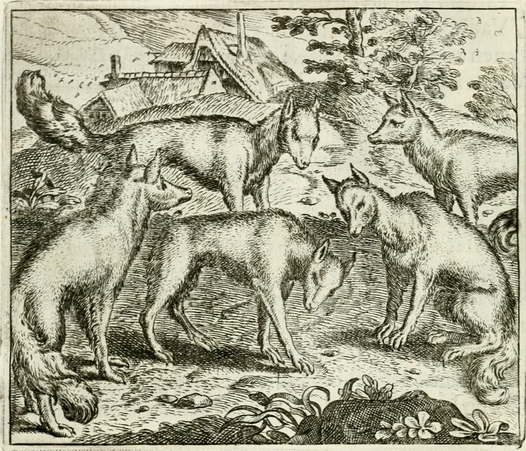 An illustration from Vorstelijcke warande der dieren : waer in de zeden-rijcke philosophie, poëtisch, morael, en historiael, vermakelijck en treffelijck wort voorgestelt : mit exempelen uyt de oude historien, in prose : ende uytleggingen, in rijm verklaert, 1682, leaf 121
