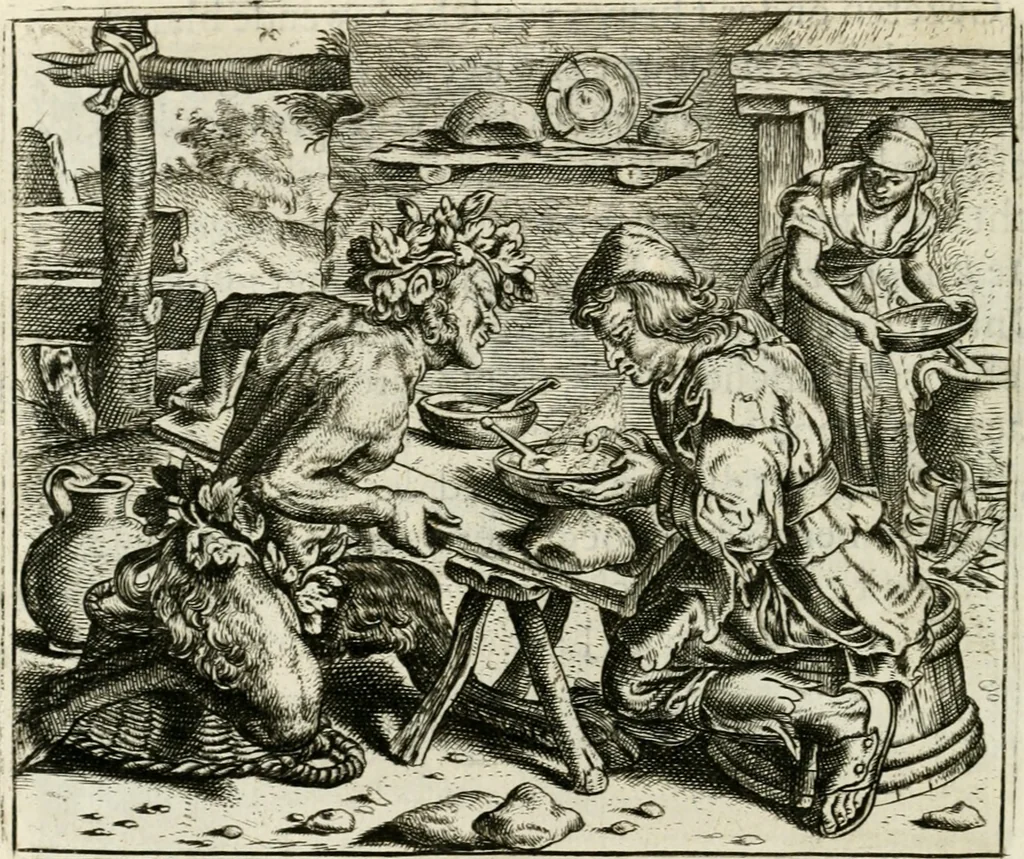 An illustration from Vorstelijcke warande der dieren : waer in de zeden-rijcke philosophie, poëtisch, morael, en historiael, vermakelijck en treffelijck wort voorgestelt : mit exempelen uyt de oude historien, in prose : ende uytleggingen, in rijm verklaert, 1682, leaf 147