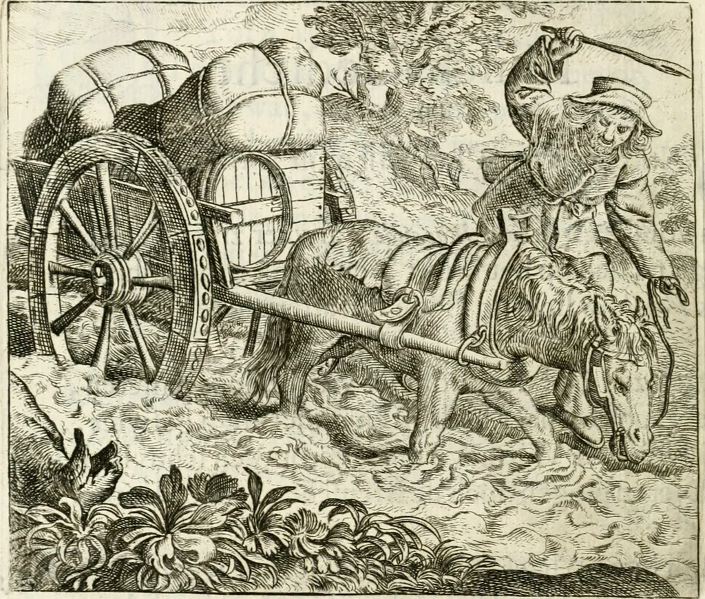 An illustration from Vorstelijcke warande der dieren : waer in de zeden-rijcke philosophie, poëtisch, morael, en historiael, vermakelijck en treffelijck wort voorgestelt : mit exempelen uyt de oude historien, in prose : ende uytleggingen, in rijm verklaert, 1682, leaf 15