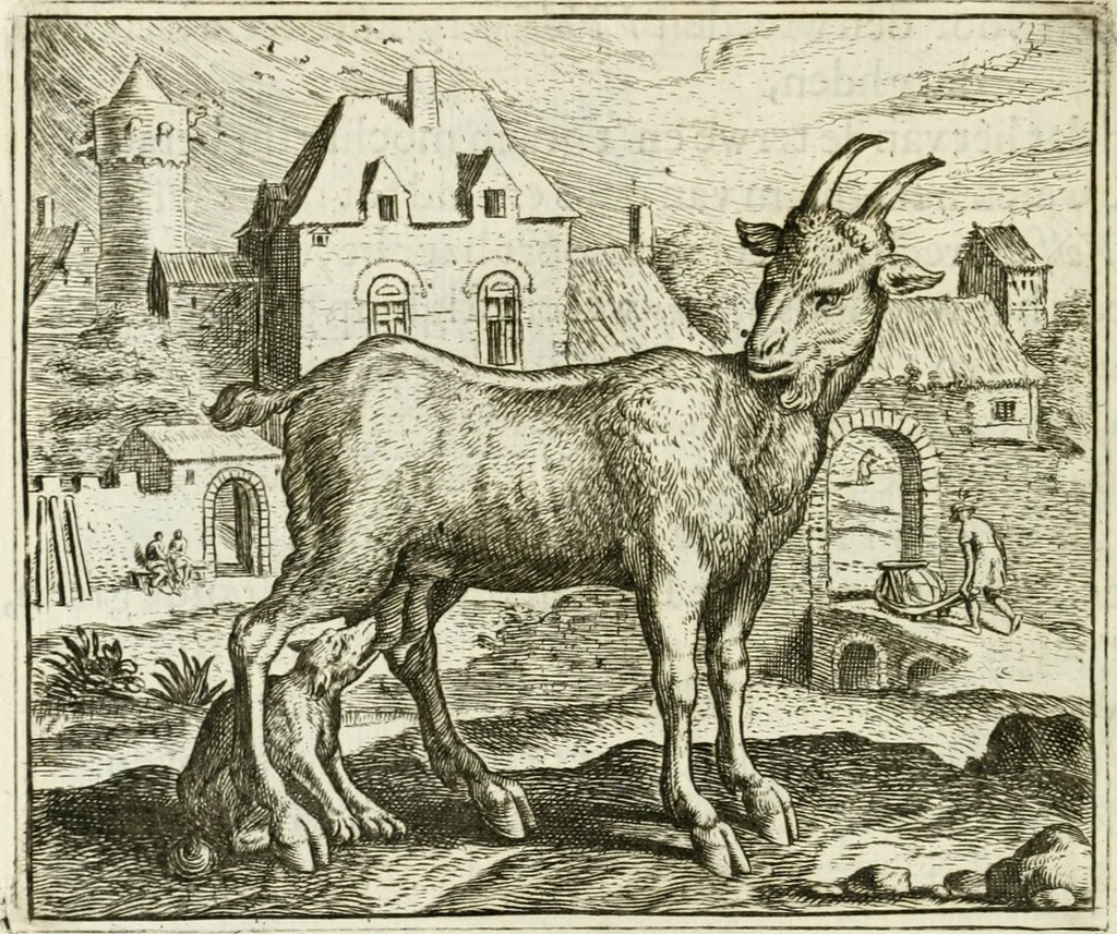 An illustration from Vorstelijcke warande der dieren : waer in de zeden-rijcke philosophie, poëtisch, morael, en historiael, vermakelijck en treffelijck wort voorgestelt : mit exempelen uyt de oude historien, in prose : ende uytleggingen, in rijm verklaert, 1682, leaf 179