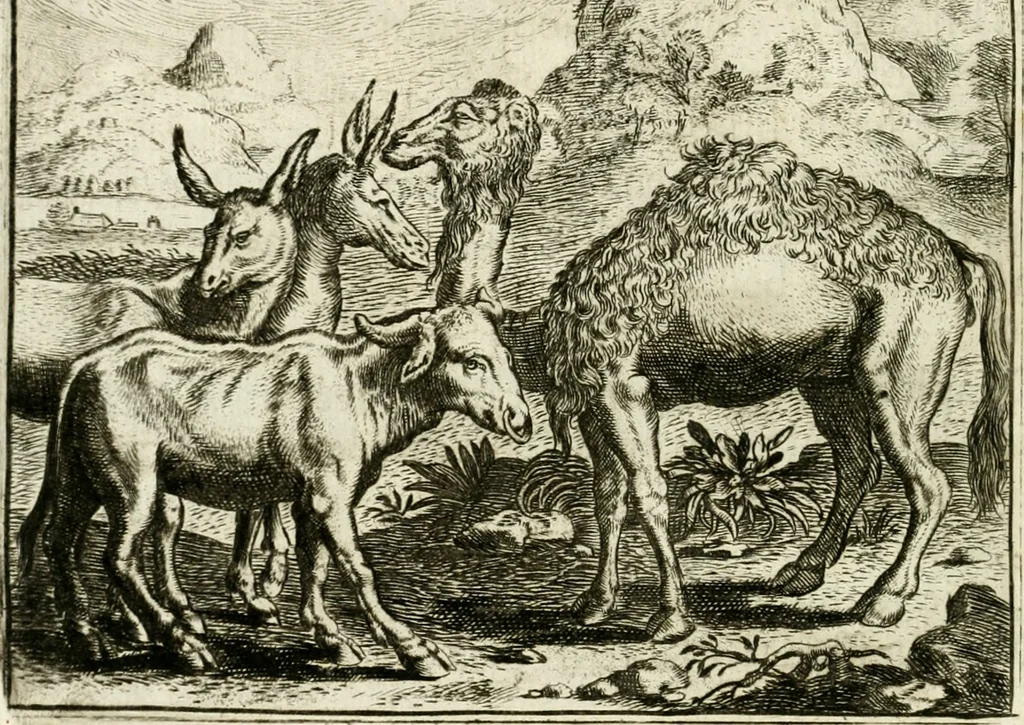 An illustration from Vorstelijcke warande der dieren : waer in de zeden-rijcke philosophie, poëtisch, morael, en historiael, vermakelijck en treffelijck wort voorgestelt : mit exempelen uyt de oude historien, in prose : ende uytleggingen, in rijm verklaert, 1682, leaf 189
