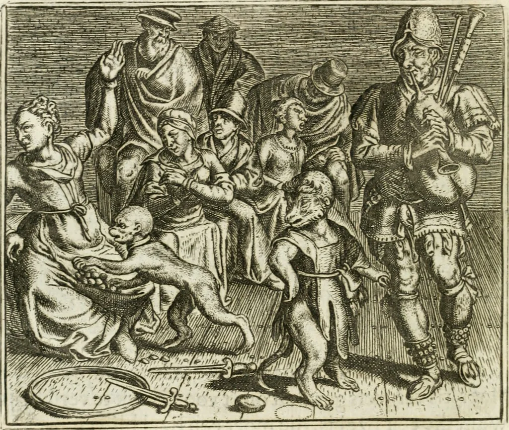 An illustration from Vorstelijcke warande der dieren : waer in de zeden-rijcke philosophie, poëtisch, morael, en historiael, vermakelijck en treffelijck wort voorgestelt : mit exempelen uyt de oude historien, in prose : ende uytleggingen, in rijm verklaert, 1682, leaf 191