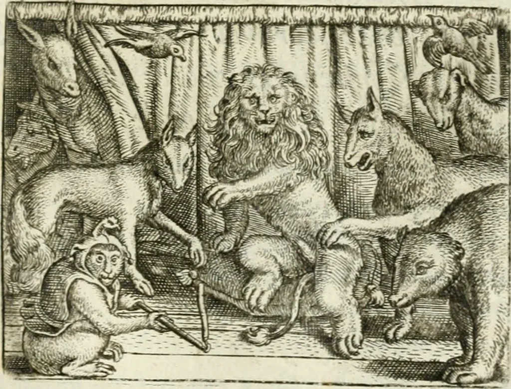 An illustration from Vorstelijcke warande der dieren : waer in de zeden-rijcke philosophie, poëtisch, morael, en historiael, vermakelijck en treffelijck wort voorgestelt : mit exempelen uyt de oude historien, in prose : ende uytleggingen, in rijm verklaert, 1682, leaf 2